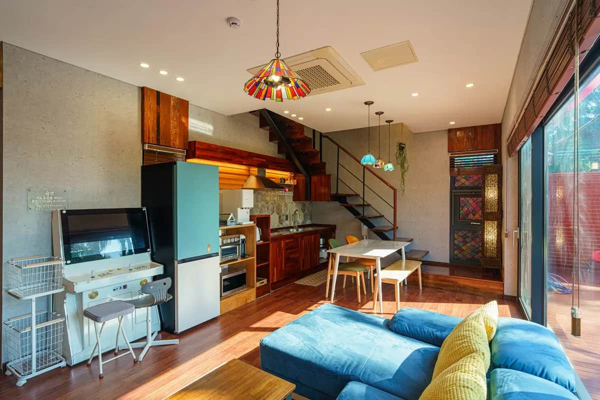Contemporary furnished bedroom in a premium 2BHK Gurugram apartment — work-from-home setup